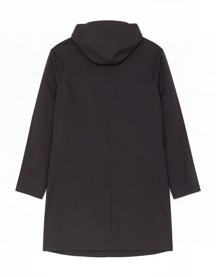Zara Herre Hooded Overcoat UK 40 Large Black Houndstooth Polyester