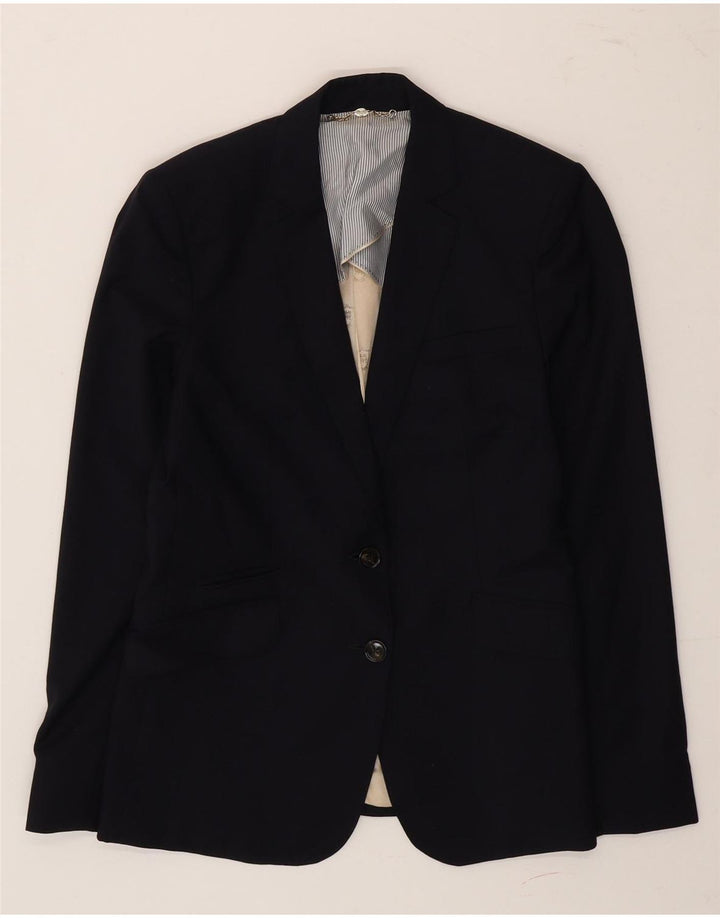 Massimo Dutti Dame 2-knaps blazerjakke EU 40 Mellem marineblå uld
