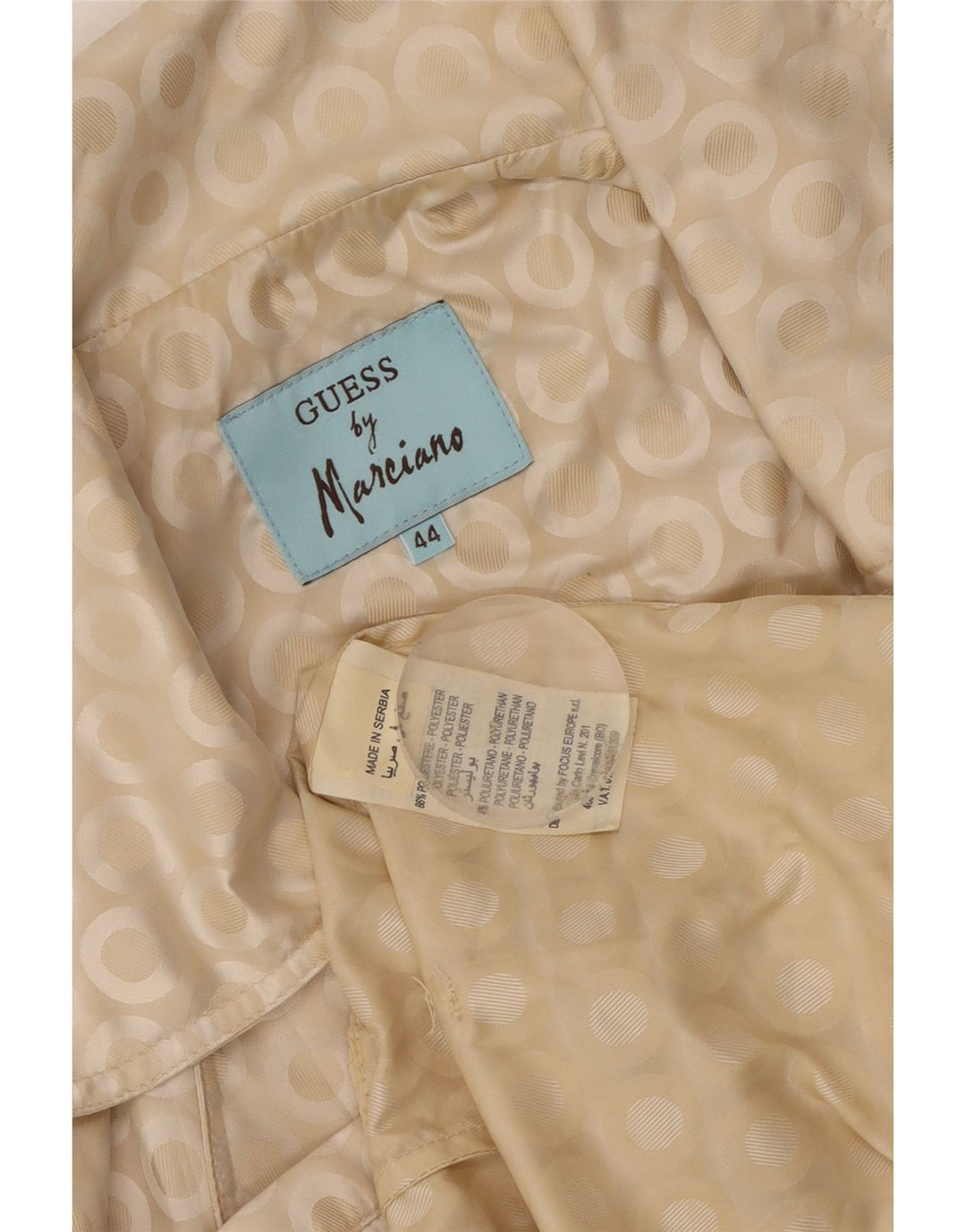 Guess By Marciano Womens Pea Coat IT 44 Medium Beige Geometrisk Polyester