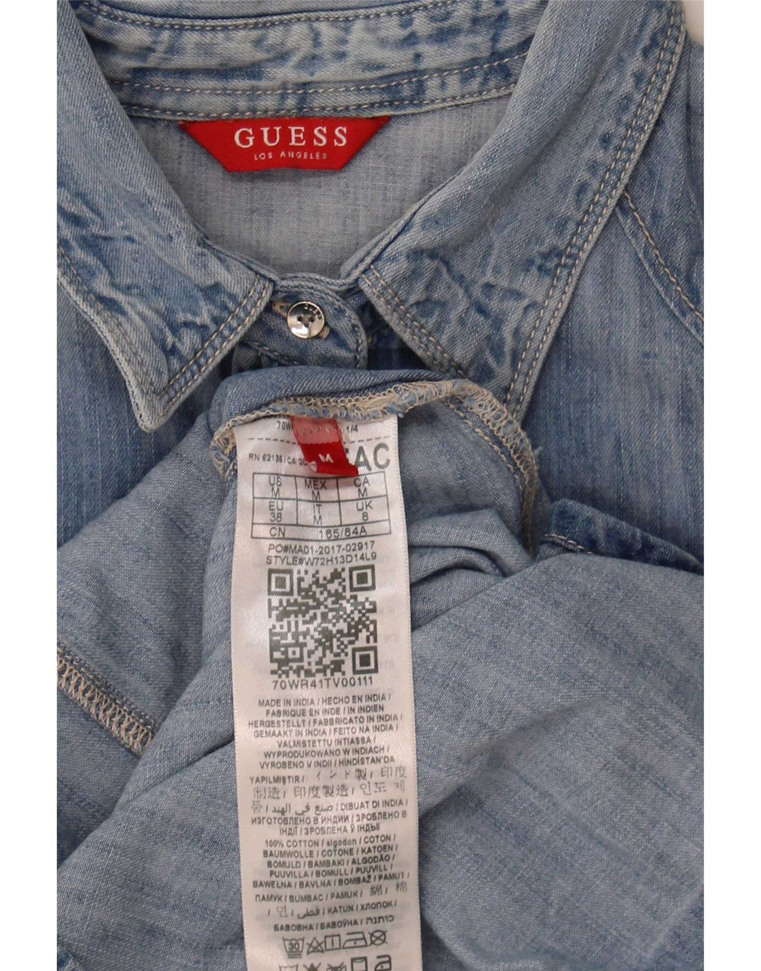 Guess Dame Denim Shirt UK 8 Small Blue Cotton