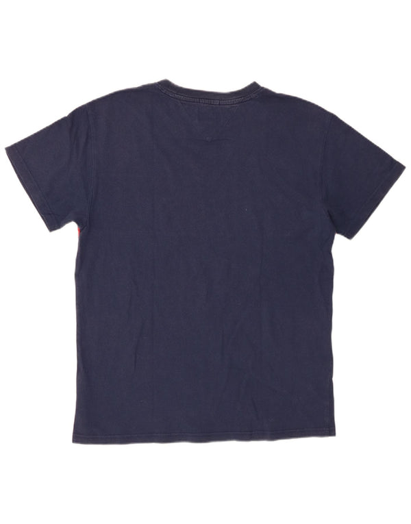 Tommy Hilfiger Herre grafisk T-shirt Top Medium Navy Blue Colourblock