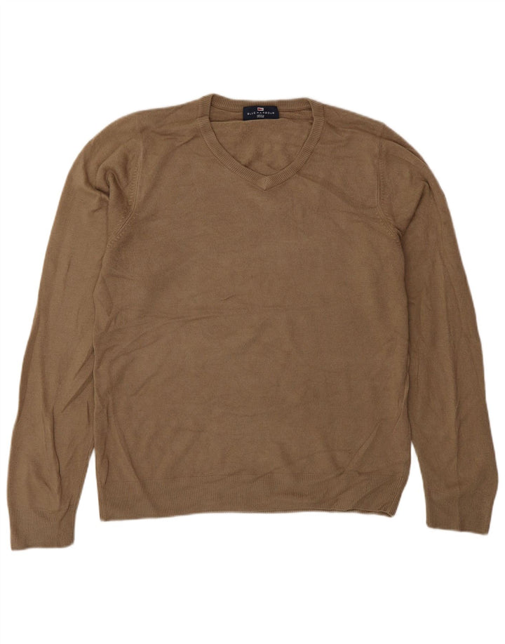 Marks & Spencer Herre Blue Harbor V-hals sweater lille brun akryl