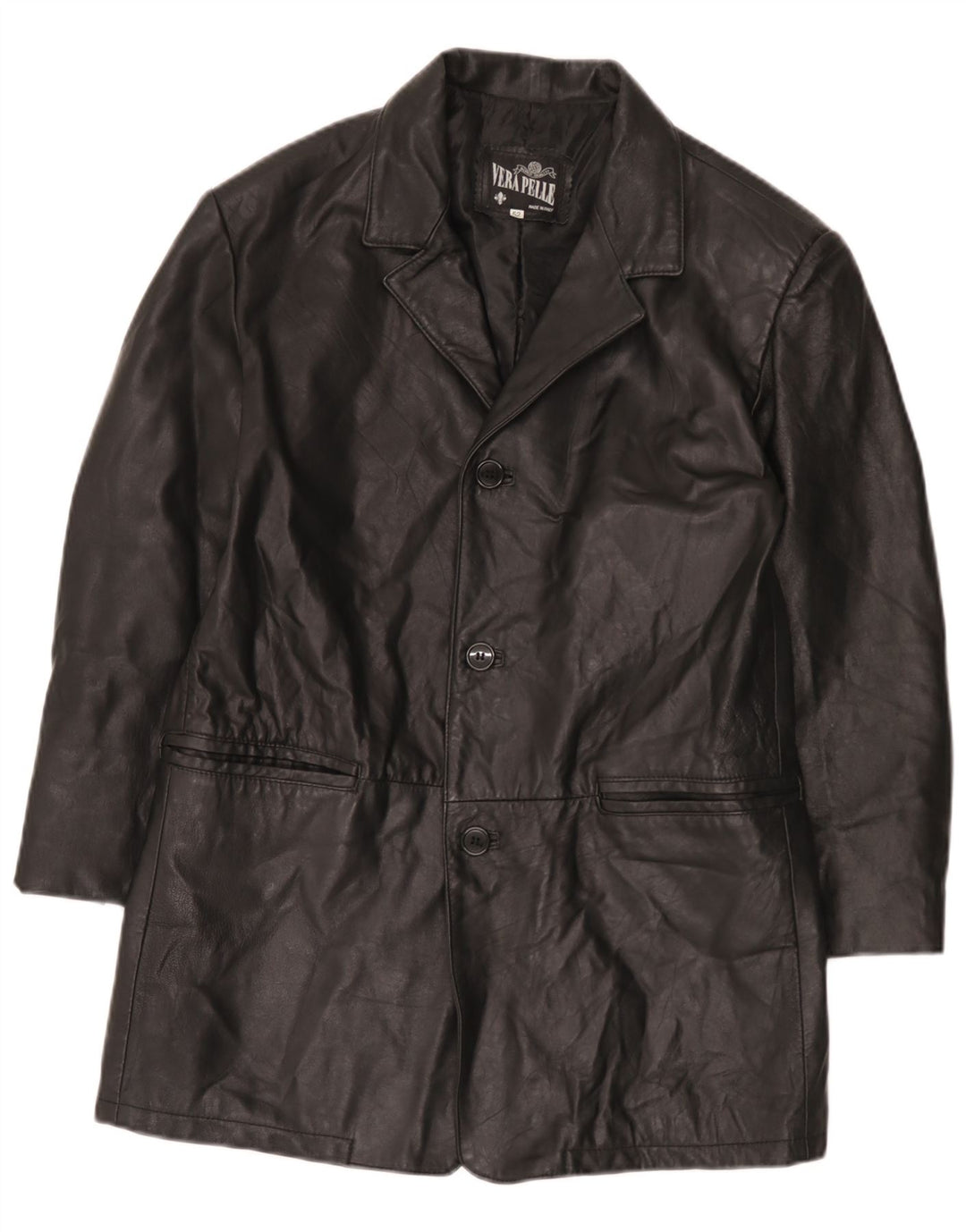 Vintage herre 3 knap læder blazerjakke IT 52 XL sort læder