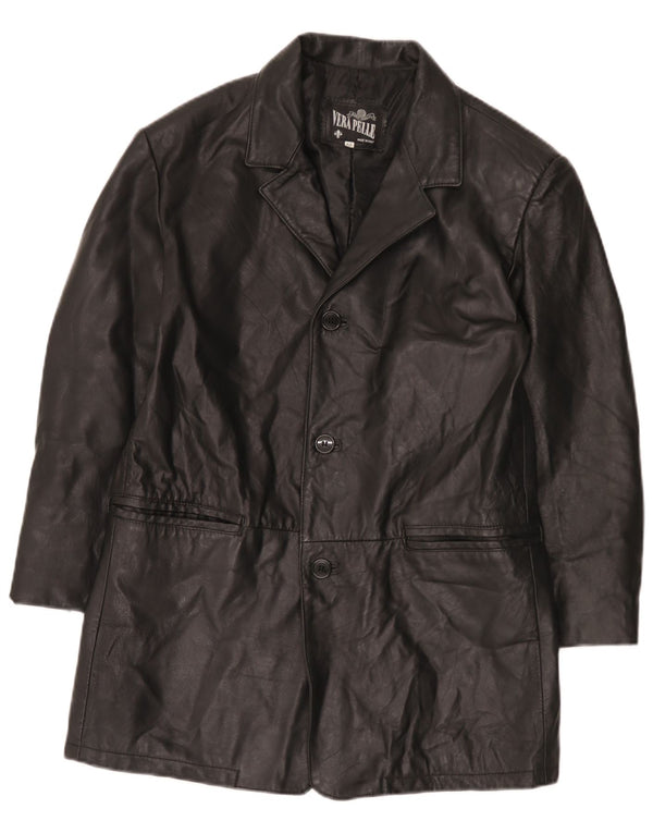 Vintage herre 3 knap læder blazerjakke IT 52 XL sort læder