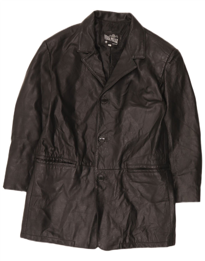 Vintage herre 3 knap læder blazerjakke IT 52 XL sort læder