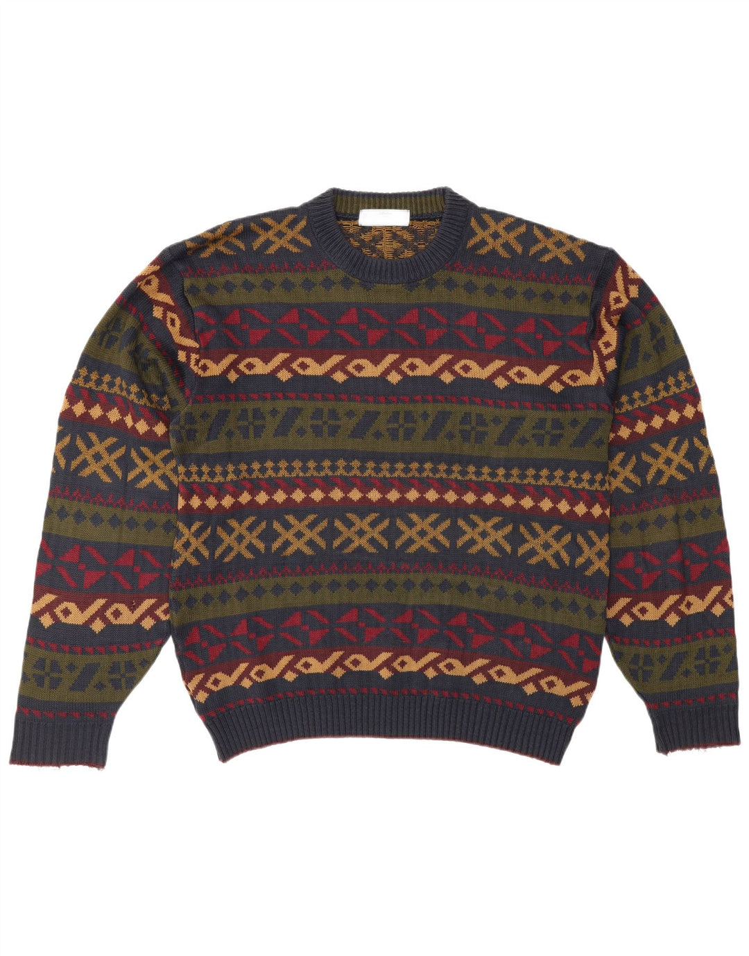 Marks & Spencer Herre sweater med rund hals, stor flerfarvet geometrisk