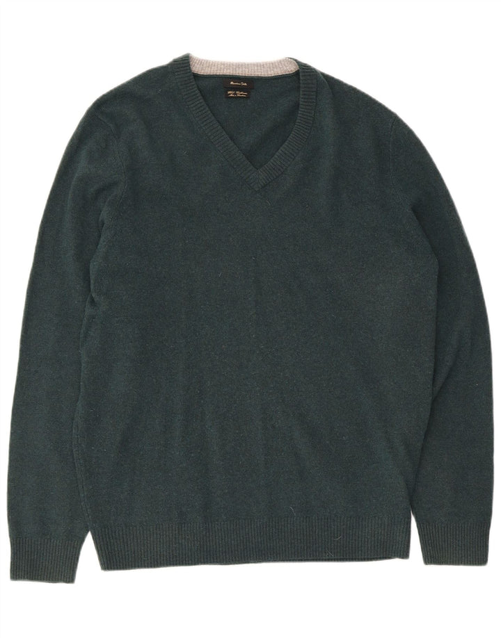Massimo Dutti Herre V-hals sweater Stor grøn uld