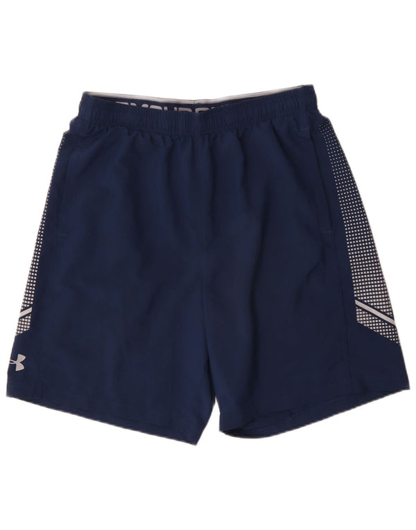 Under Armour Herre Heat Gear Sportsshorts Large Navy Blue Geometric