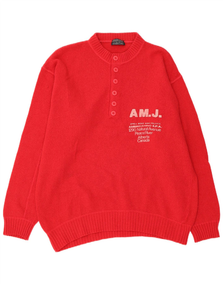 AMERICANINO Herre grafisk rund hals sweater stor rød