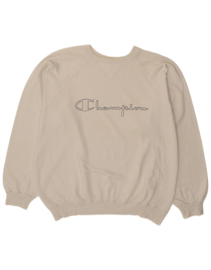 Champion Herre Grafisk Sweatshirt Jumper XL Hvid Bomuld
