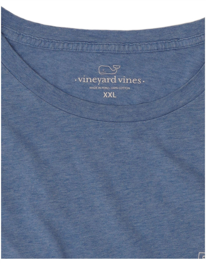 VINEYARD VINES Herre Grafisk T-Shirt Top 2XL Blå Bomuld