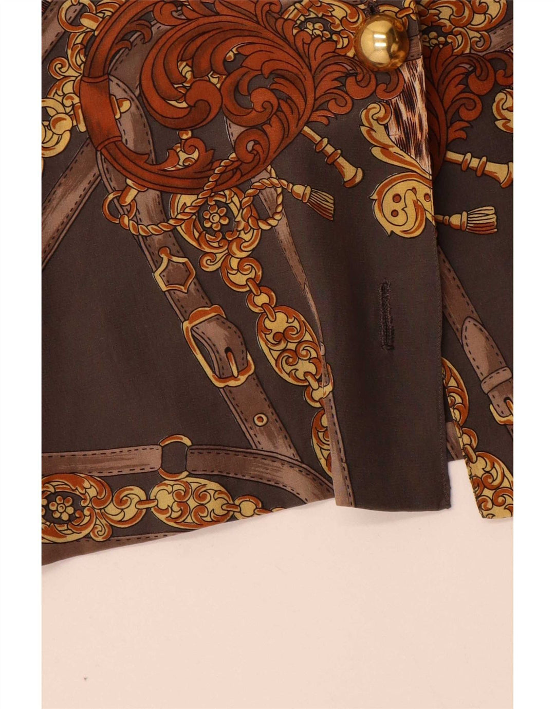 Vintage Womens Abstract Pattern Oversized Shirt Blouse UK 18 XL Brown
