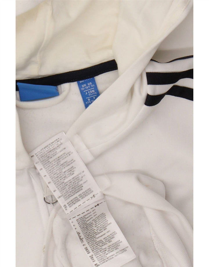 Adidas drenge grafisk hættetrøje med lynlås 15-16 år Hvid polyester