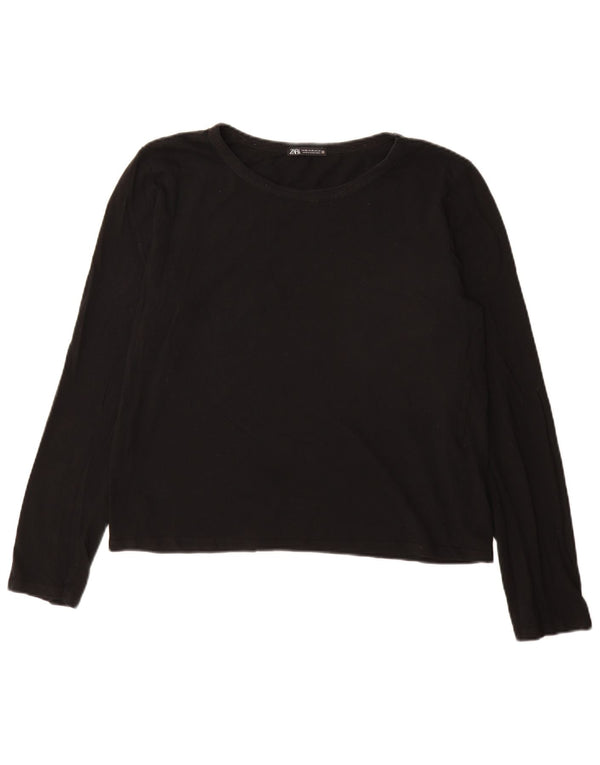 Zara Dame Top Langærmet UK 18 XL Sort Bomuld