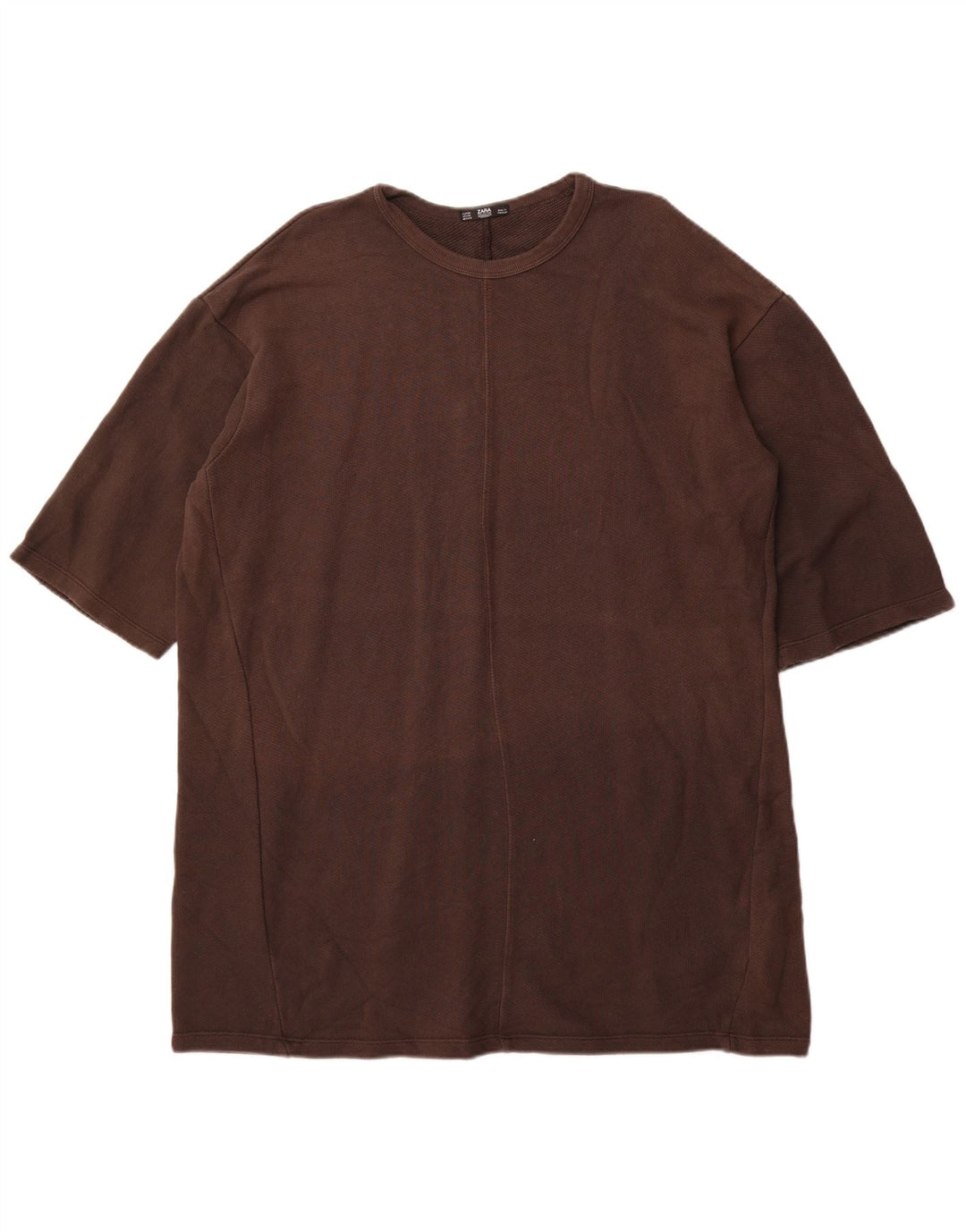 Zara Dame Oversized T-Shirt Kjole UK 14 Medium Brun Bomuld