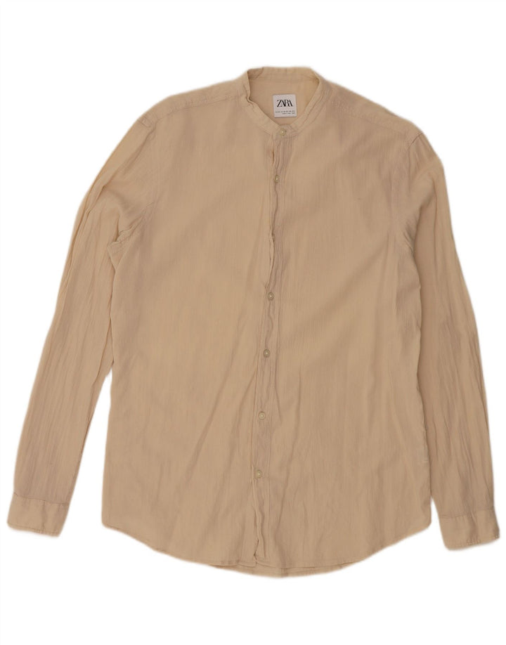 ZARA Herreskjorte Medium Beige Bomuld