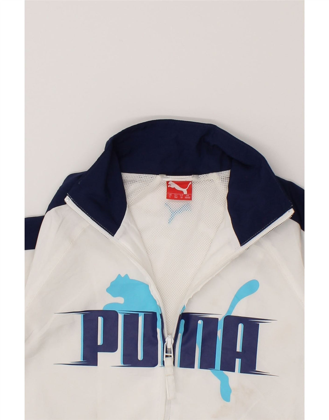 PUMA Boys Graphic Tracksuit Top Jacket 11-12 Years Large  White Vintage Puma and Second-Hand Puma from Messina Hembry 