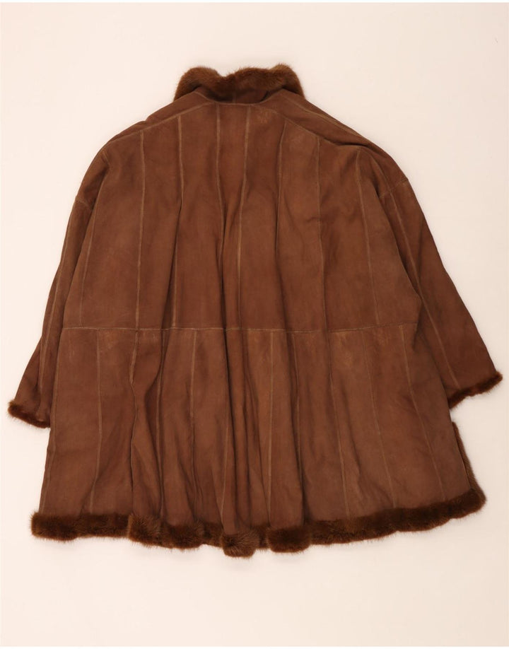 Vintage vendbar pelsfrakke til kvinder i overstørrelse UK 18 XL Brun