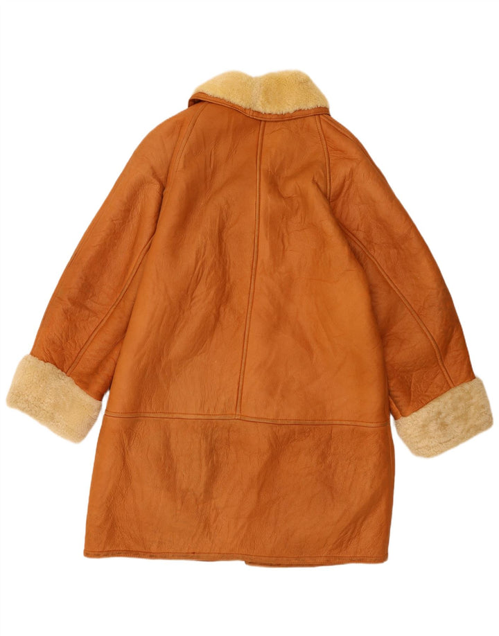 Trussardi Dame Shearling Coat UK 18 XL Beige Læder