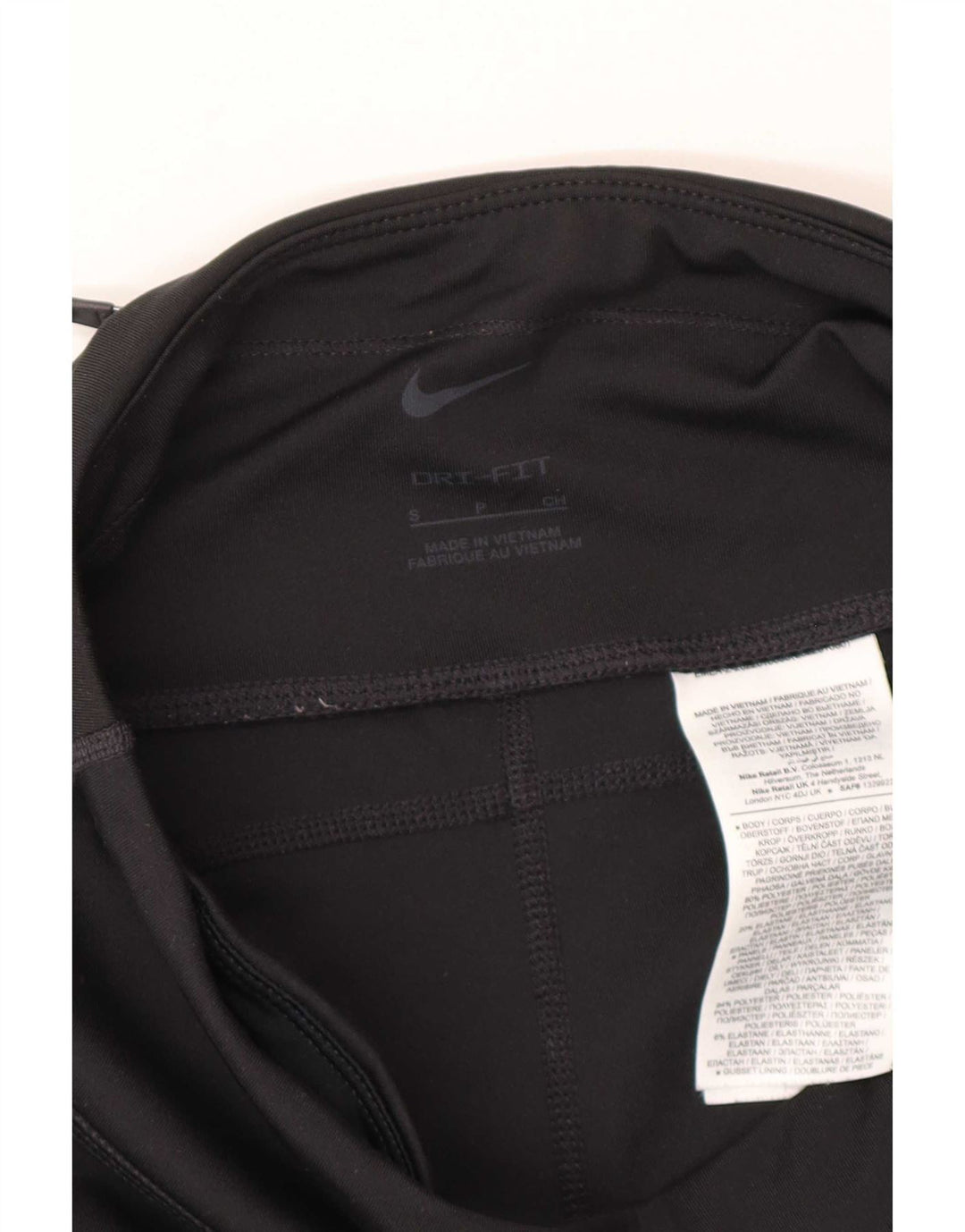 Nike Dame Dri Fit Leggings UK 8 Small Black Colourblock Polyester