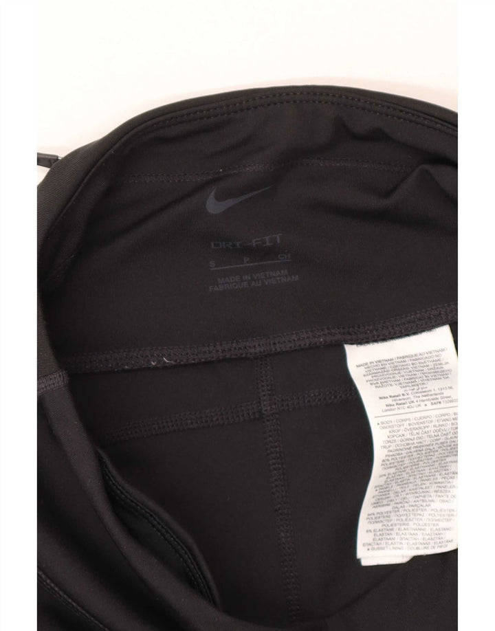 Nike Dame Dri Fit Leggings UK 8 Small Black Colourblock Polyester