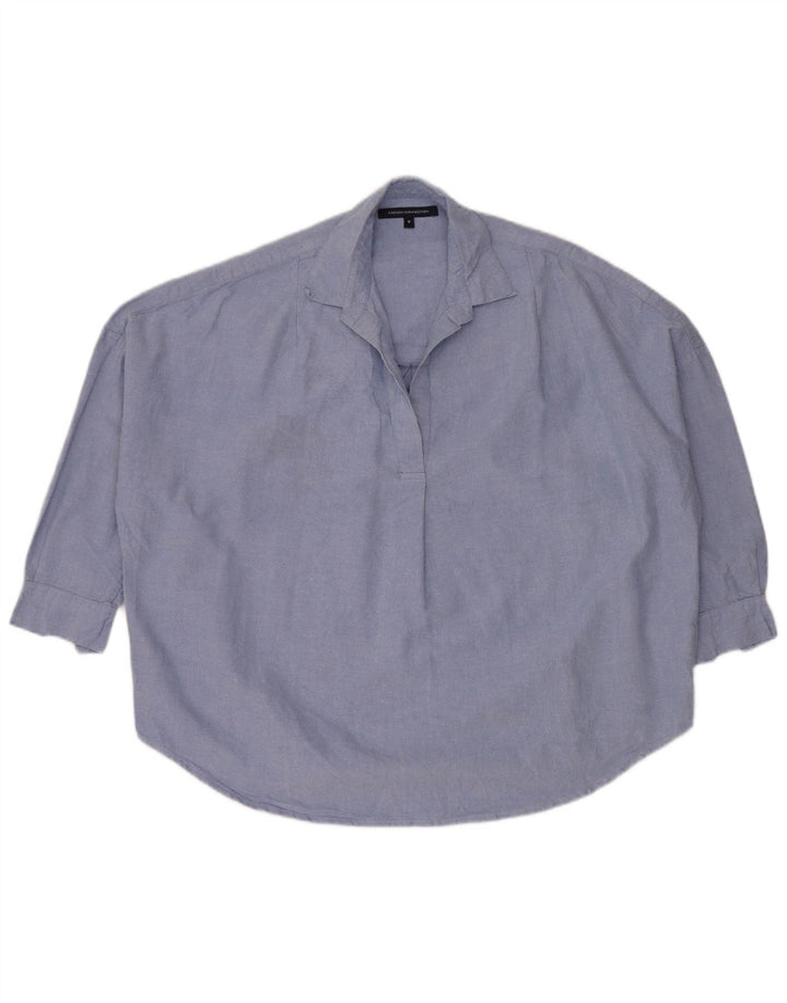 French Connection Dame Oversized Pullover Shirt UK 14 Medium Blue Cotton