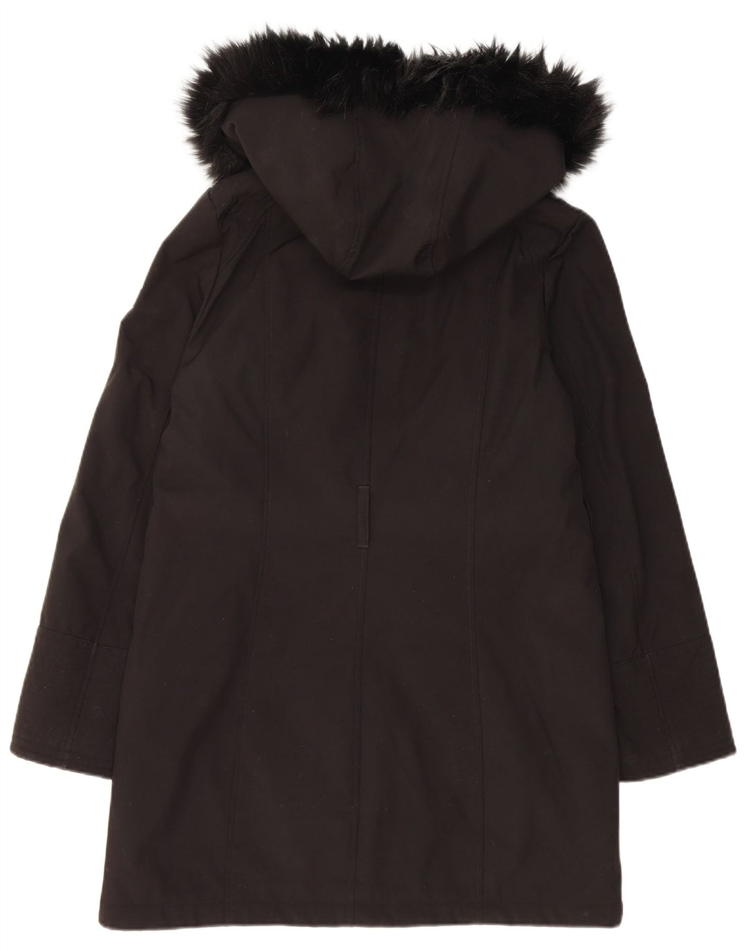 Dkny Dame Hooded Parka Jacket UK 10 Small Black Polyester