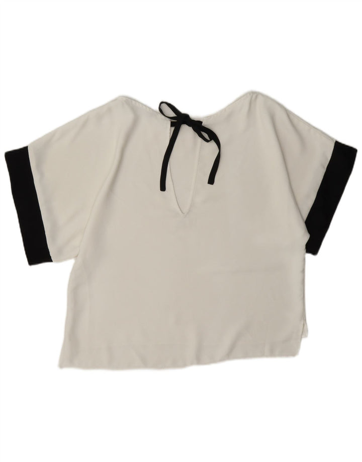 Zara Dame Oversized Bluse Top UK 6 XS White Colourblock
