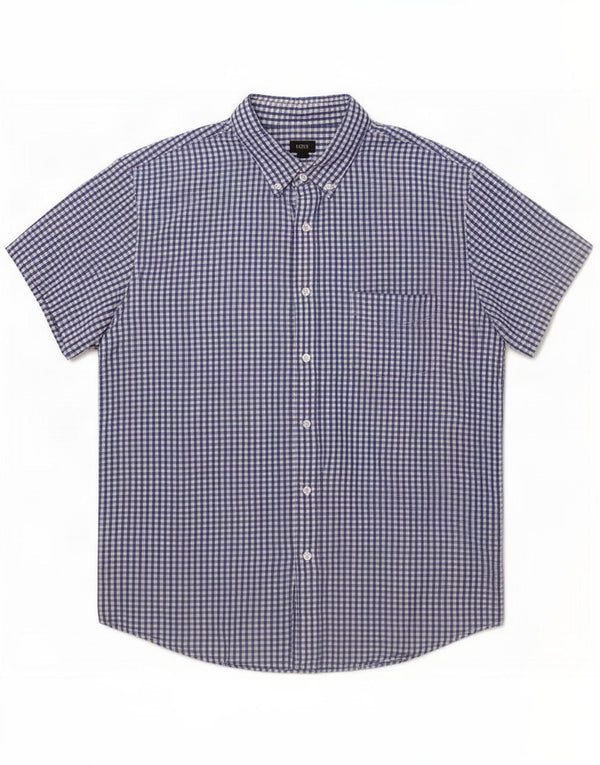 J. Crew Mens Short Sleeve Shirt XL Blue Gingham Cotton