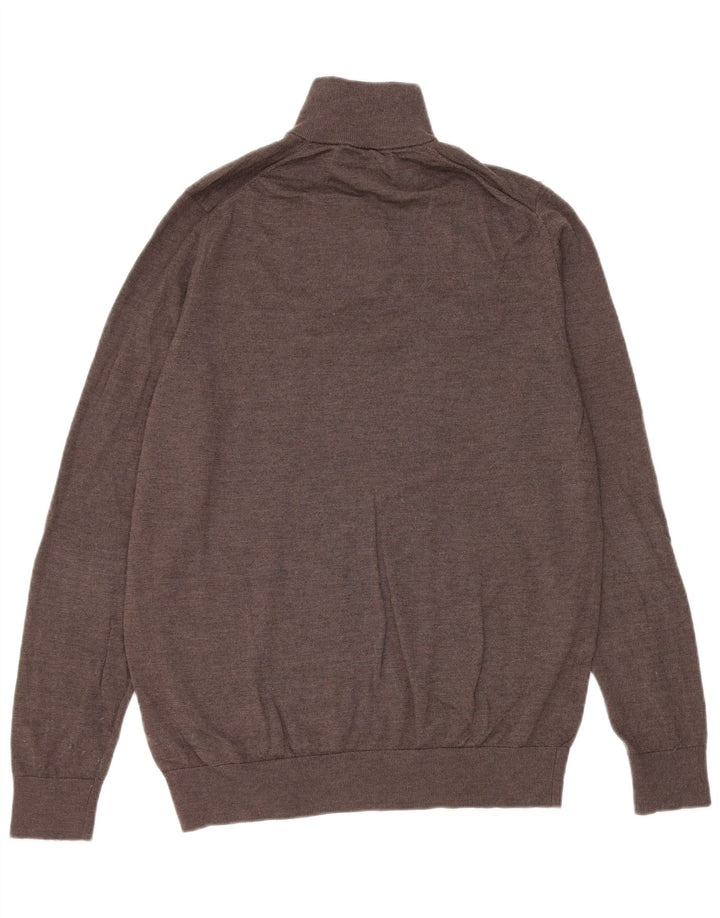 Marks & Spencer Herre Autograph Zip Neck Jumper Sweater Stor Brun