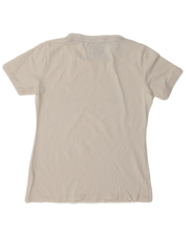 Champion Dame Grafisk T-Shirt Top UK 12 Medium Hvid Bomuld