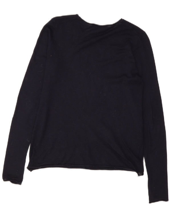 Zara Dame Boat Neck Jumper Sweater UK 12 Medium Navy Blue