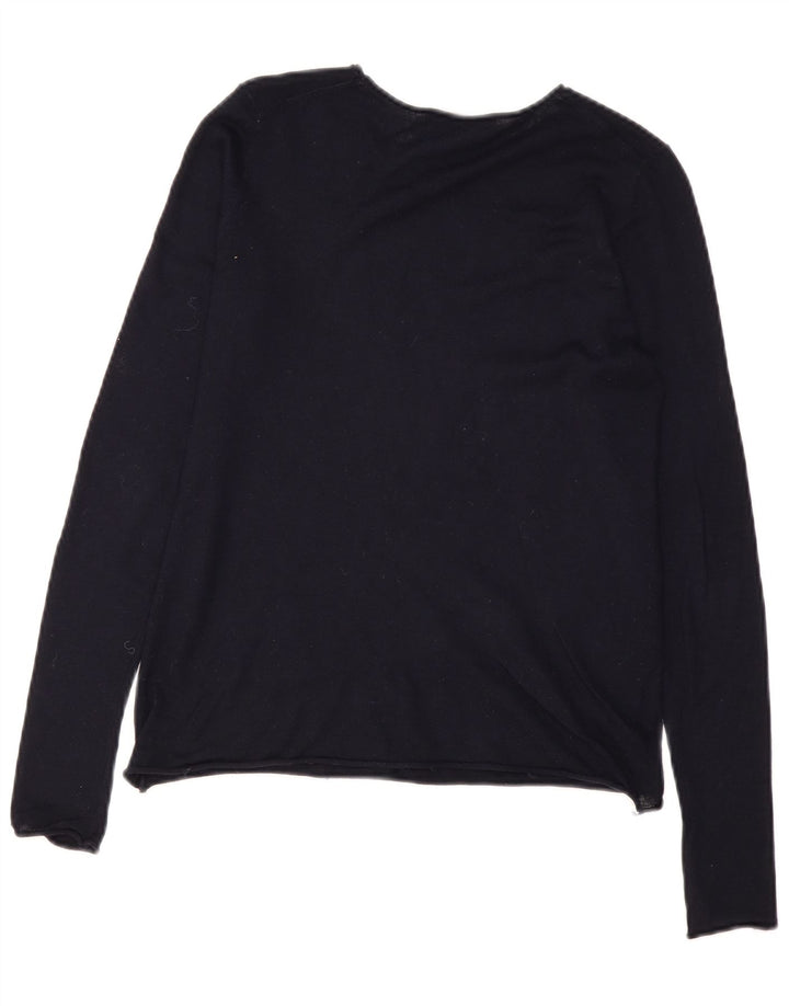 Zara Dame Boat Neck Jumper Sweater UK 12 Medium Navy Blue