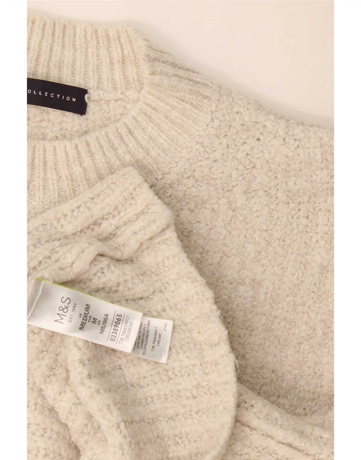 Marks & Spencer Dame Crop Turtle Neck Jumper Sweater UK 14 Medium Beige
