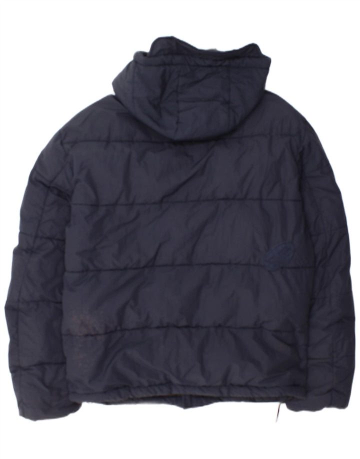 Zara Herre hættepolstret jakke UK 40 Large Navy Blue Polyester