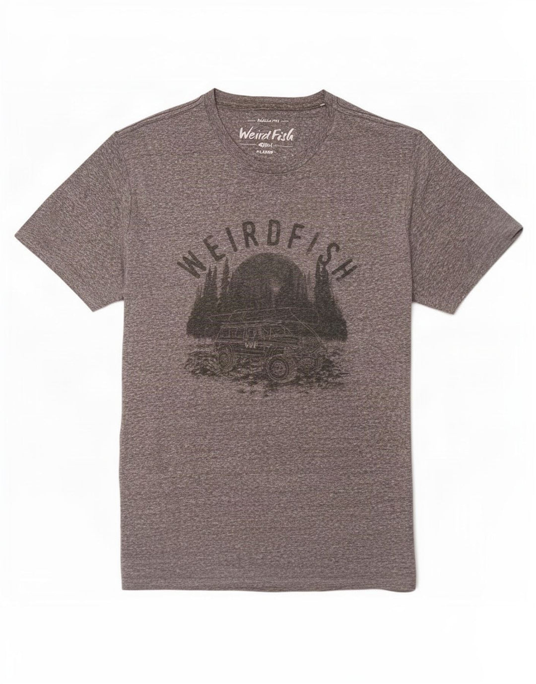 Weird Fish Herre grafisk T-shirt Top XL Grå Flecked Polyester