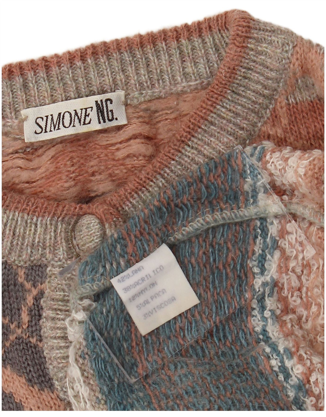 SIMONE Dame Cardigan Sweater UK 16 Stor Flerfarvet Blomsteruld