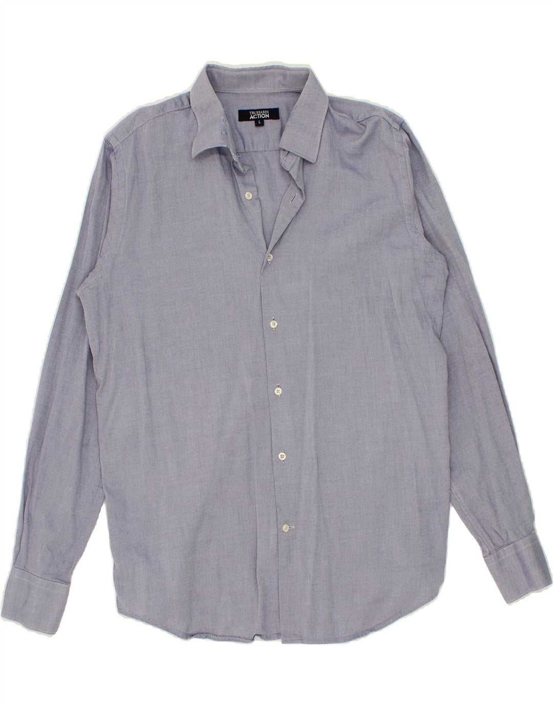 TRUSSARDI Mens Shirt Large Blue Vintage Trussardi and Second-Hand Trussardi from Messina Hembry 