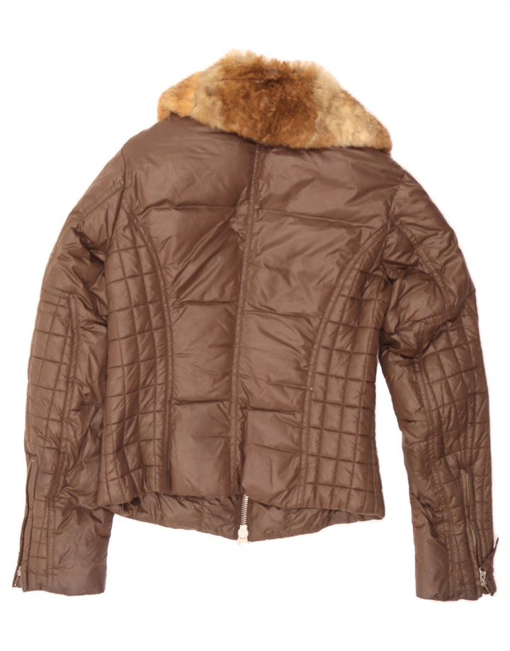 JECKERSON Womens Padded Jacket UK 10 Small Brown Nylon Vintage Jeckerson and Second-Hand Jeckerson from Messina Hembry 