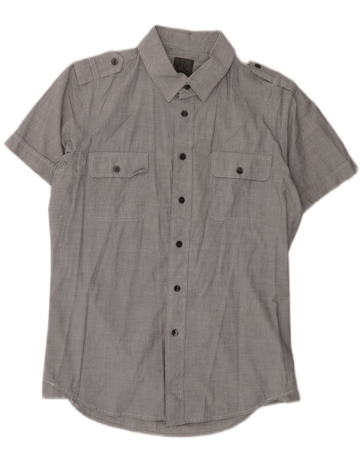 Calvin Klein Herre Kortærmet Military Shirt Medium Grey Bomuld
