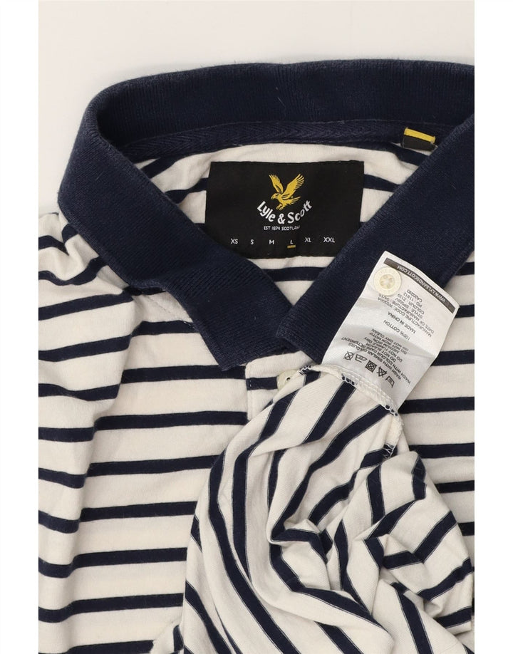 Lyle & Scott herre poloshirt stor hvid stribet bomuld