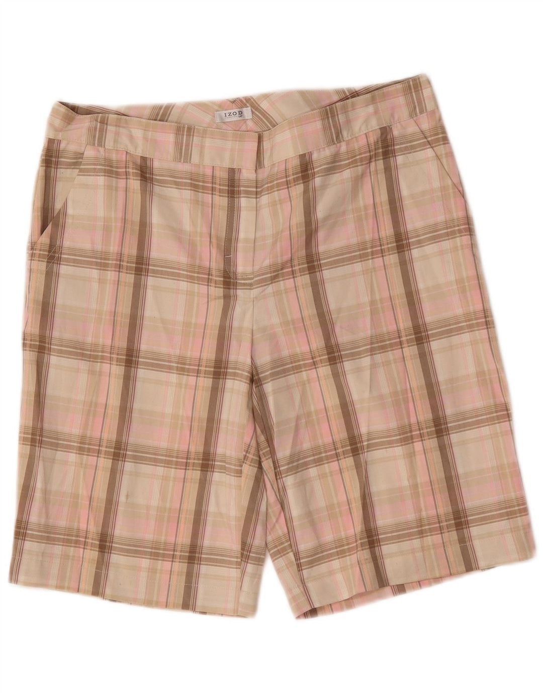 Izod Chino Shorts til kvinder US 8 Medium W32 Pink ternet polyester