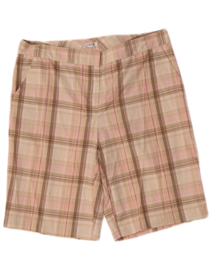 Izod Chino Shorts til kvinder US 8 Medium W32 Pink ternet polyester