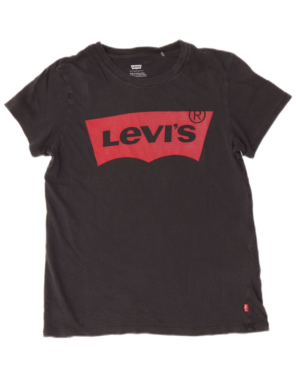 Levi's Grafisk T-shirt top til kvinder UK 6 XS Sort bomuld