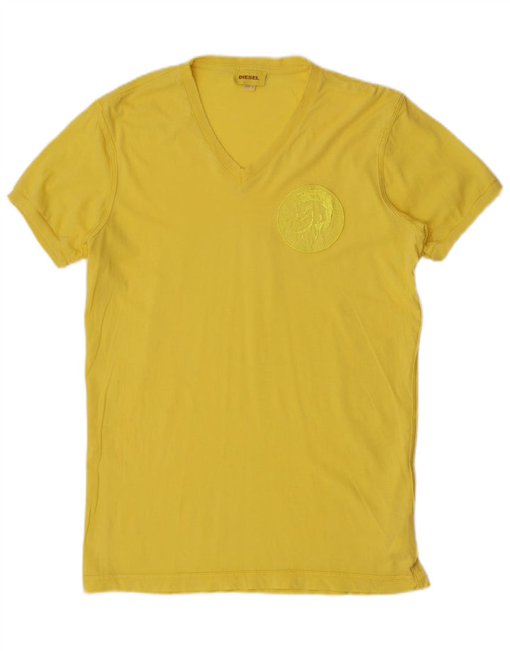 Diesel Herre Grafisk T-Shirt Top Stor Gul Bomuld