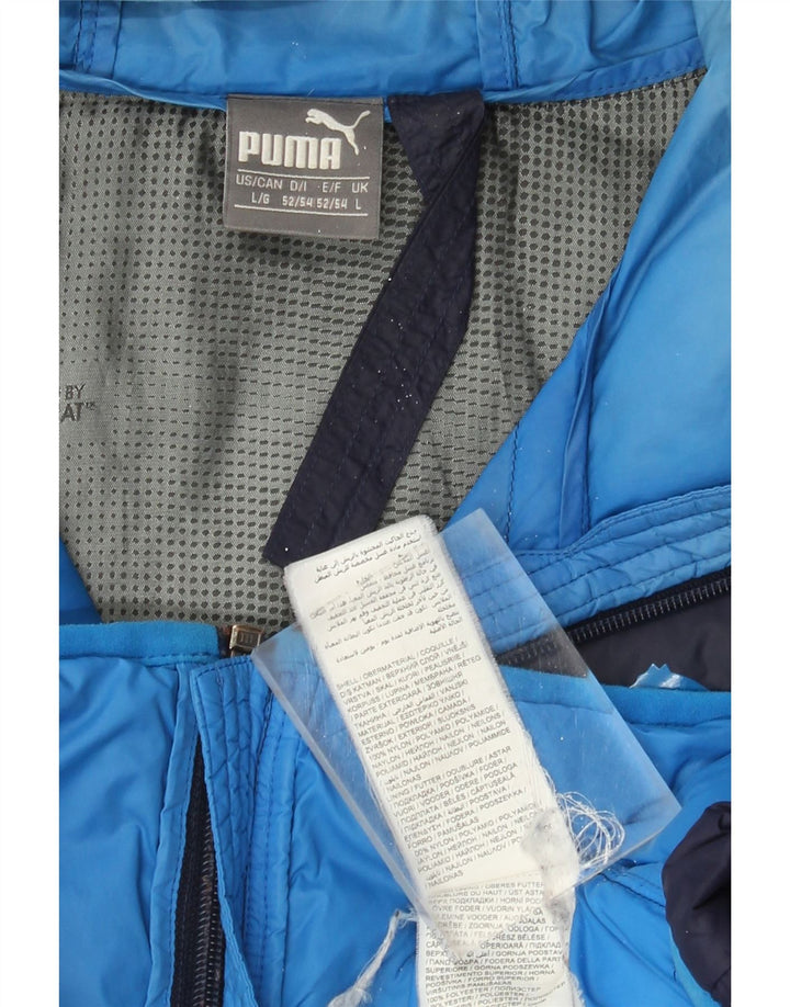Puma Herre hættepolstret jakke UK 40 Stor marineblå nylon