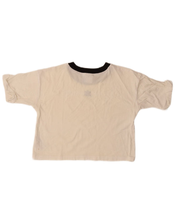 Adidas Womens Crop T-Shirt Top UK 16 Large White Colourblock Bomuld
