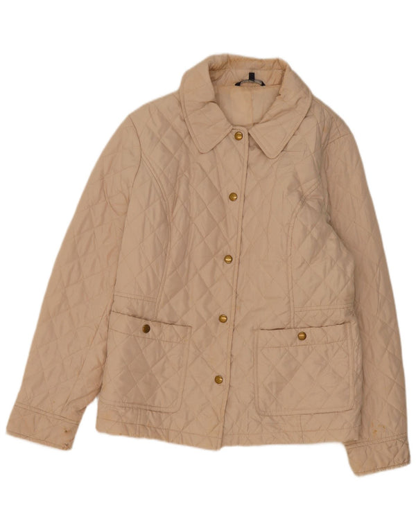 Marks & Spencer Quiltet jakke til kvinder UK 16 Large Beige Polyester