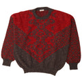 Cacharel Herre Paris Crew Neck Jumper Sweater IT 54 XL Rød Geometrisk Uld