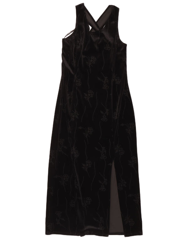 NYT LOOK Dame ærmeløs Velvet Maxi Dress UK 14 Medium Black Floral